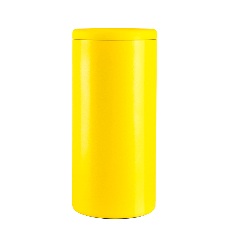 detail of 12oz Slim metal can cooler energy drinks for beer skinny cans