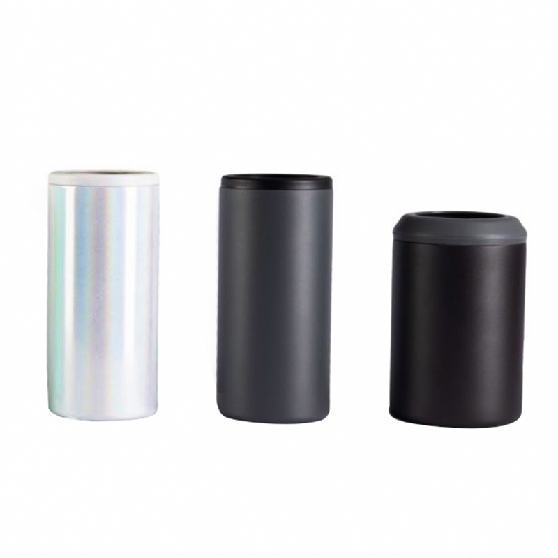 detail of 12oz Slim metal can cooler energy drinks for beer skinny cans