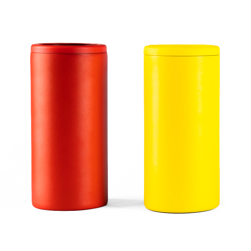 detail of 12oz Slim metal can cooler energy drinks for beer skinny cans
