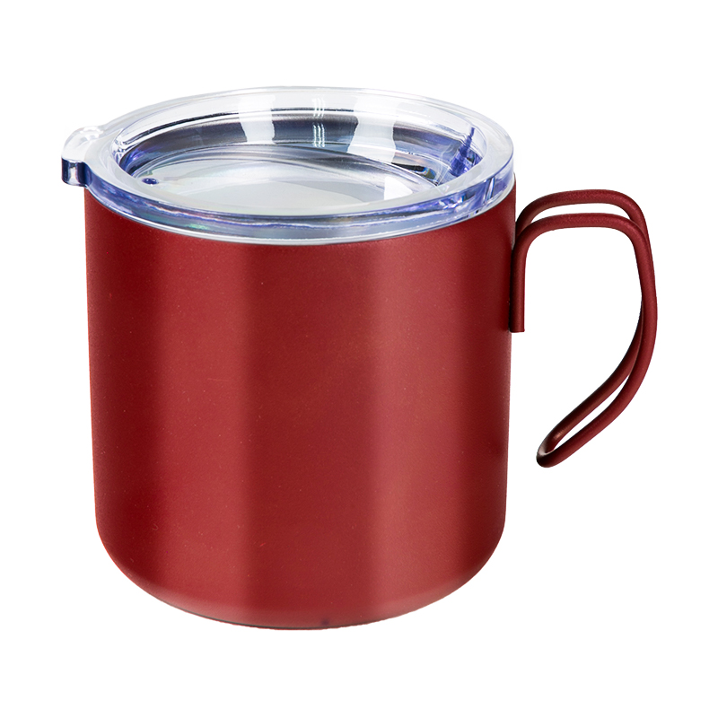 detail of 24oz Stainless steel insulated tall travel mug with handle and lid
