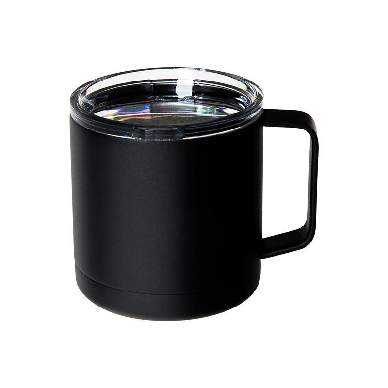 detail of 24oz Stainless steel insulated tall travel mug with handle and lid