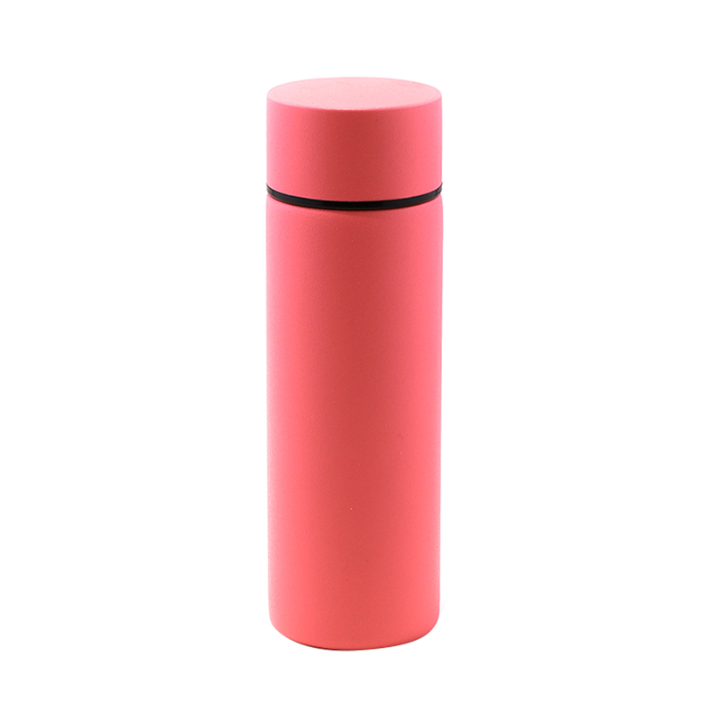 detail of 120ml Double wall metal insulated reuseable pocket mini water bottle