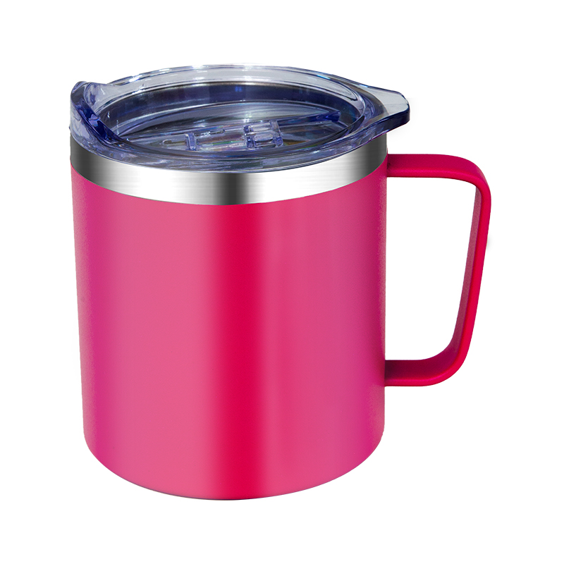 detail of 24oz Stainless steel insulated tall travel mug with handle and lid