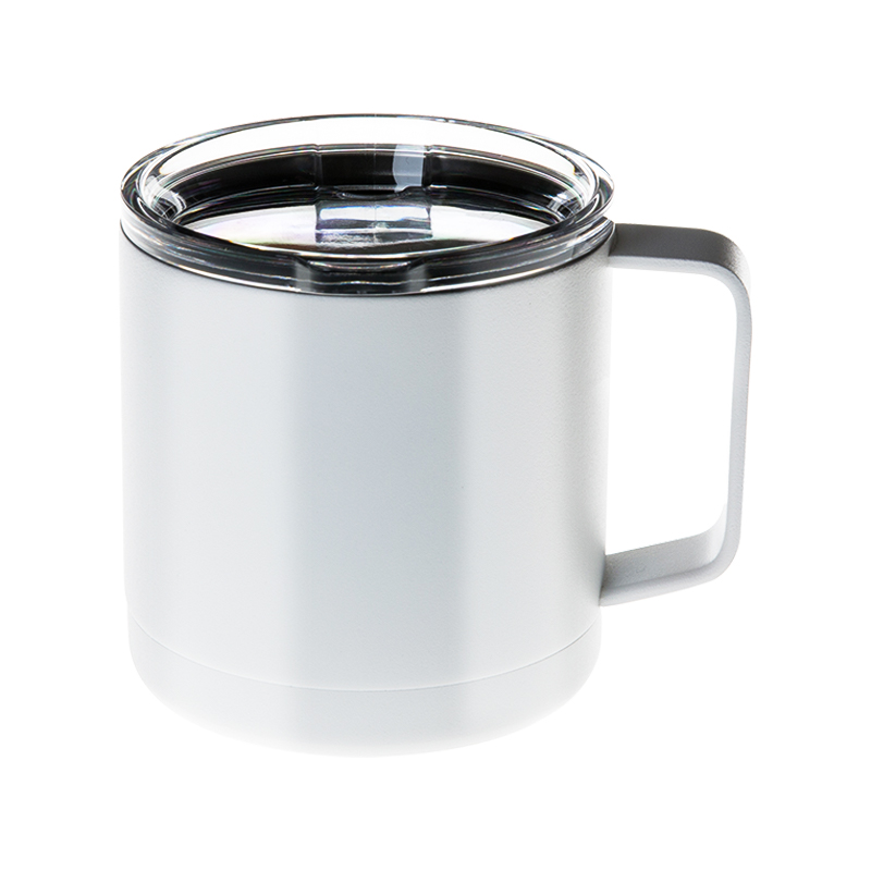 detail of 24oz Stainless steel insulated tall travel mug with handle and lid