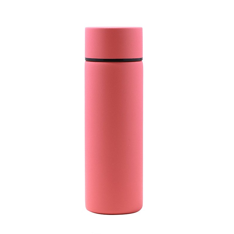 detail of 120ml Double wall metal insulated reuseable pocket mini water bottle